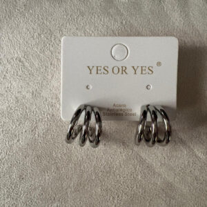 Pendientes Modelo Milan de aro triple plateado