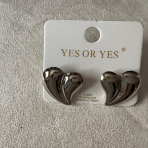 Pendientes Modelo Roma de corazon plateado abombado