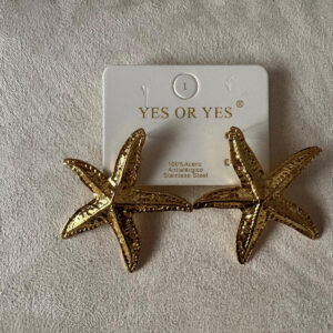 Pendientes Modelo Coral Dorado en forma de estrella de mar