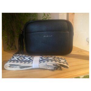 Bolso Bandolera Negro MAXFLY con Correa Etnica