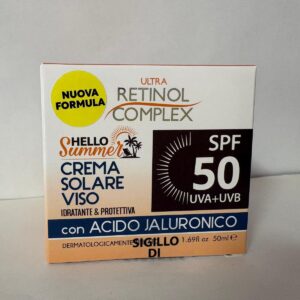 Crema Solar Facial Antiedad SPF 50 Máxima Protección con Ácido Hialurónico Hello Summer Retinol Complex 50 ml