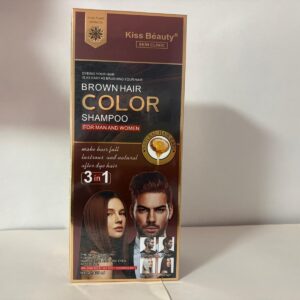 Champú Tinte de Color Marrón Castaño 3 en 1 BROWN HAIR COLOR SHAMPOO Kiss Beauty 420 ml