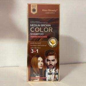 Champú Tinte de Color Marrón Medio 3 en 1 MEDIUM BROWN COLOR SHAMPOO Kiss Beauty 420 ml
