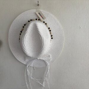 Sombrero Jamaica blanco estilo Panama con cuentas boho