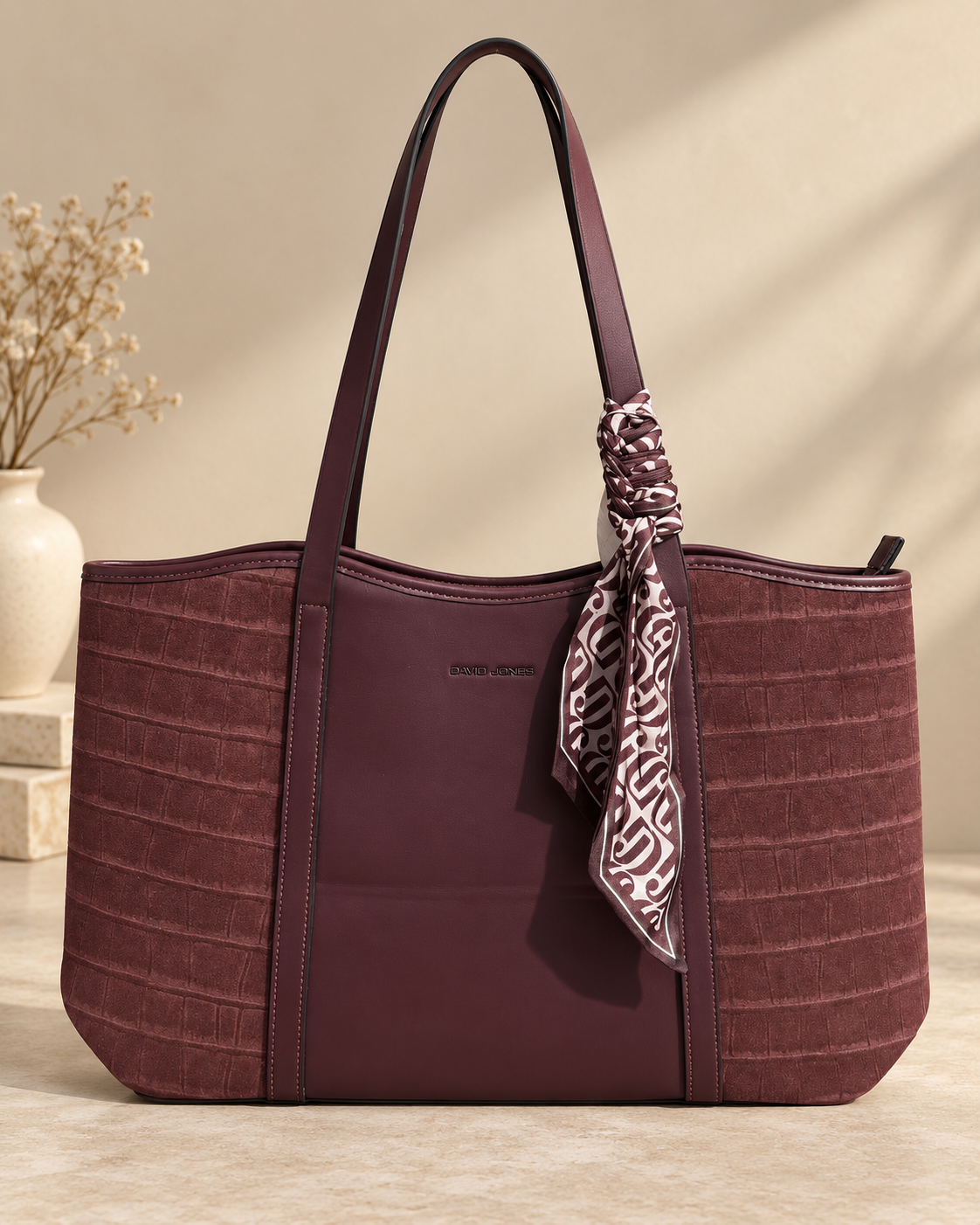 Bolso Oporto David Jones frontal color burdeos