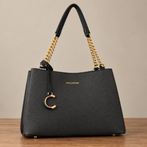 Bolso &Oacute;nix Paula Rossi negro con detalles dorados